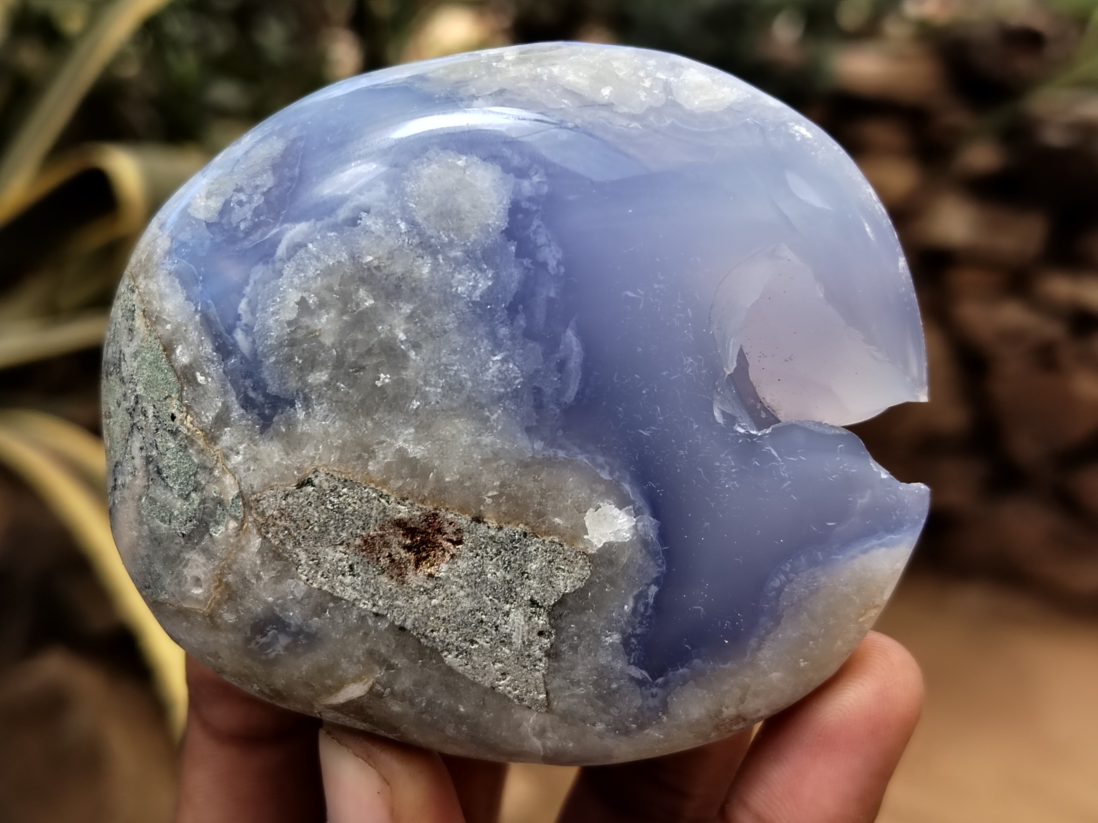 Polished Blue Lace Agate Geodes x 6 From Nsanje, Malawi - Toprock Gemstones and Minerals 
