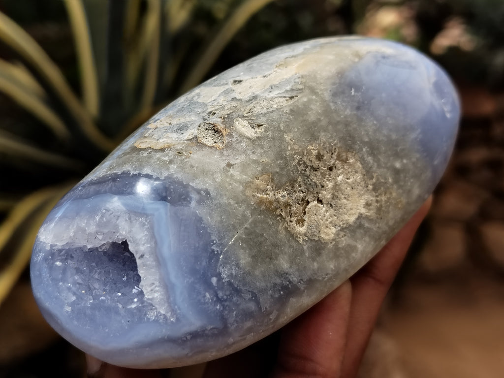 Polished Blue Lace Agate Geodes x 6 From Nsanje, Malawi - Toprock Gemstones and Minerals 