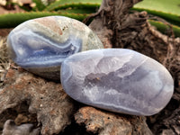 Polished Blue Lace Agate Geodes x 6 From Nsanje, Malawi