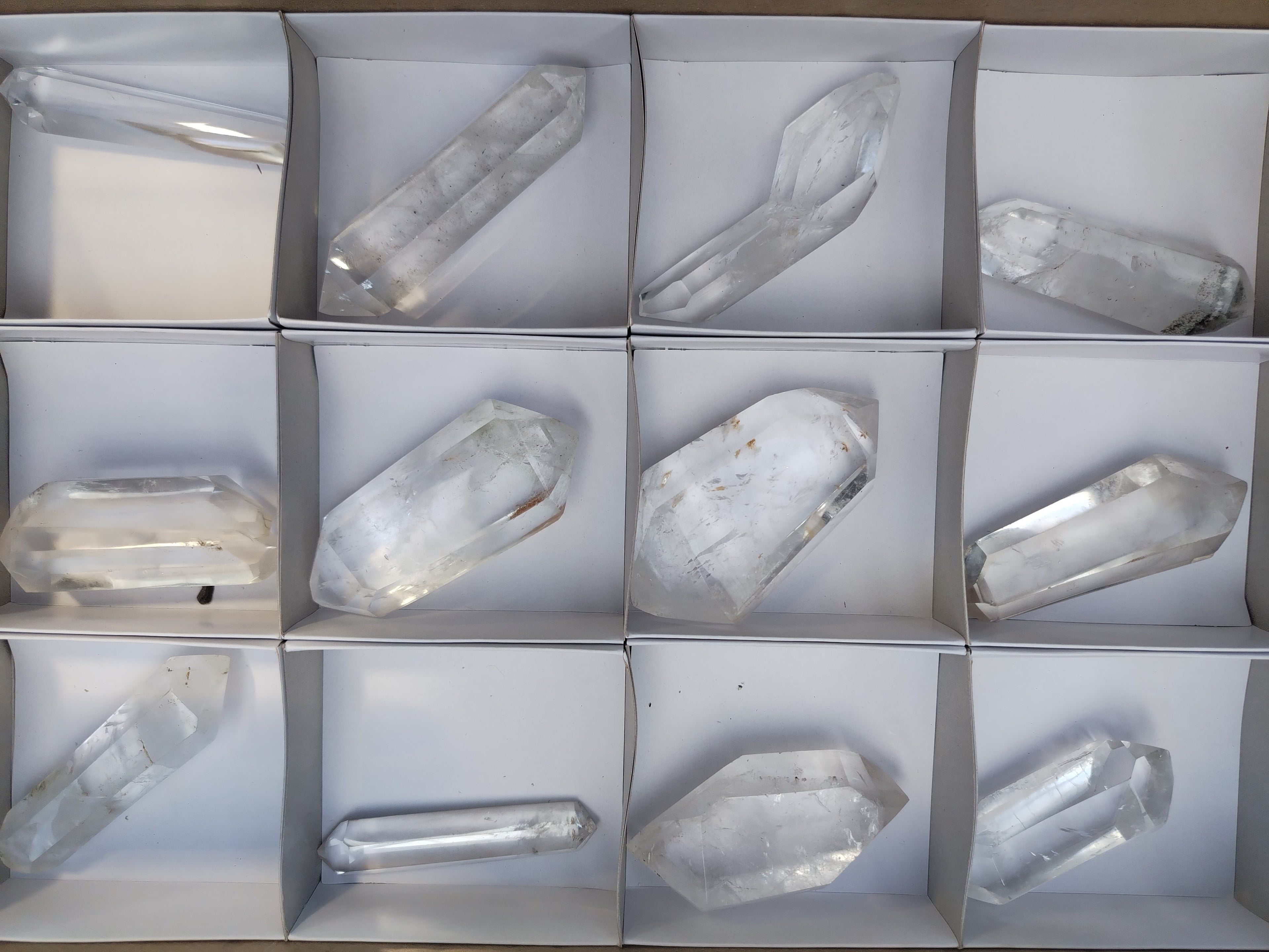Polished Double Terminated Clear Quartz Crystals x 12 From Madagascar - Toprock Gemstones and Minerals 