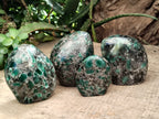 Polished Emerald Mica In Matrix Standing Free Forms x 4 From Mutoko, Zimbabwe - Toprock Gemstones and Minerals 