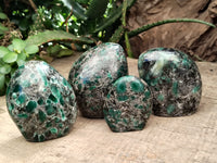 Polished Emerald Mica In Matrix Standing Free Forms x 4 From Mutoko, Zimbabwe - Toprock Gemstones and Minerals 