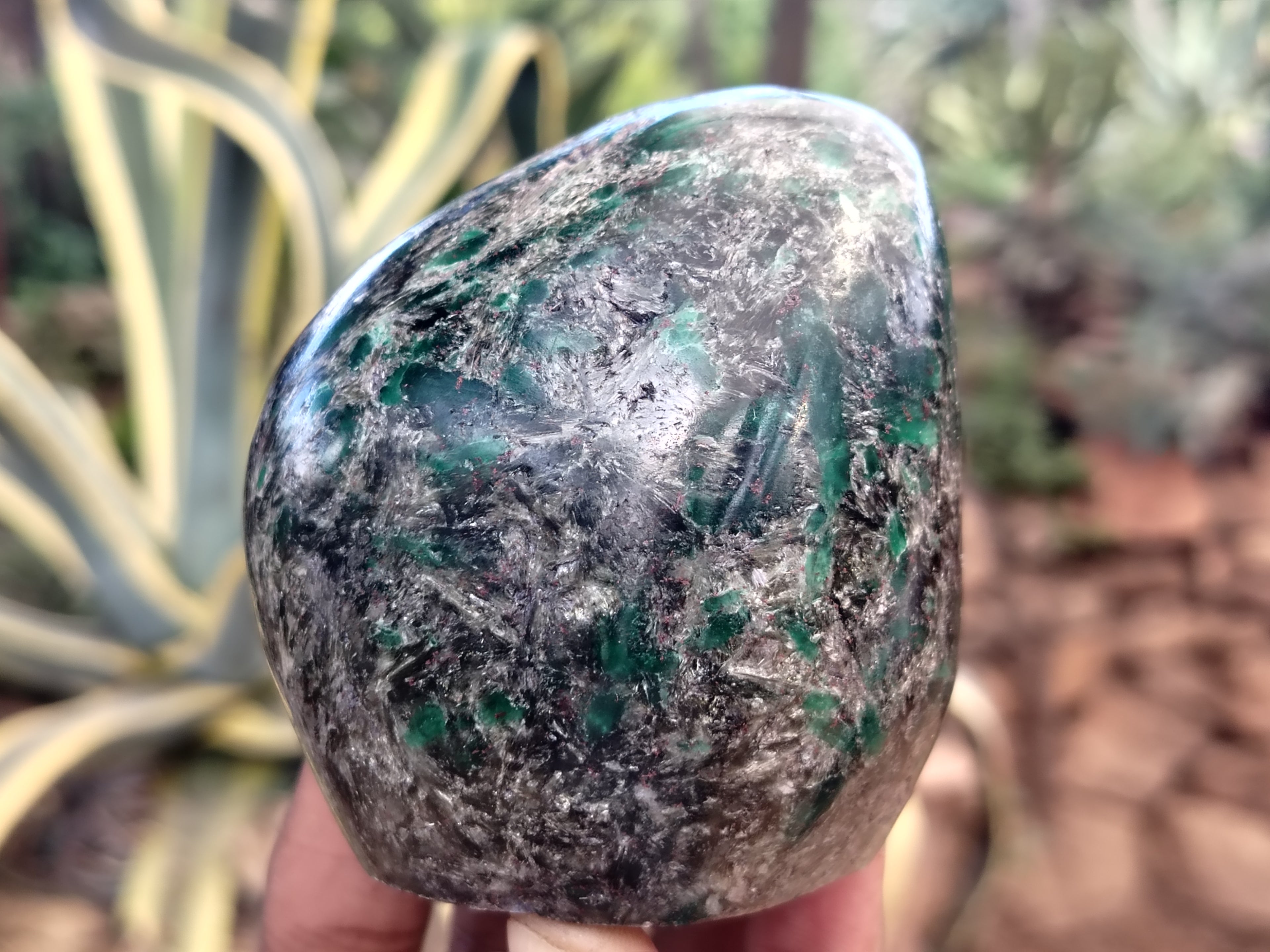 Polished Emerald Mica In Matrix Standing Free Forms x 4 From Mutoko, Zimbabwe - Toprock Gemstones and Minerals 