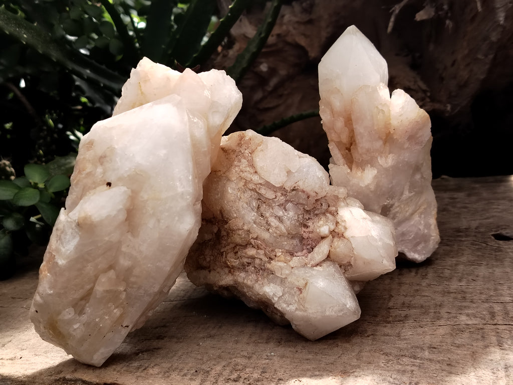 Natural Quartz Clusters x 3 From Madagascar - Toprock Gemstones and Minerals 