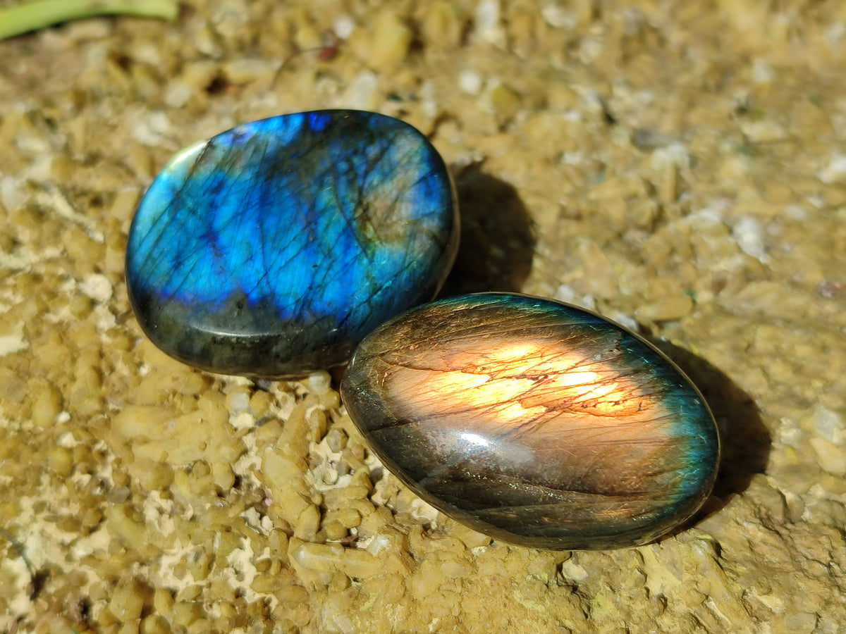 Polished Labradorite Palm Stones x 27 From Tulear, Madagascar - Toprock Gemstones and Minerals 