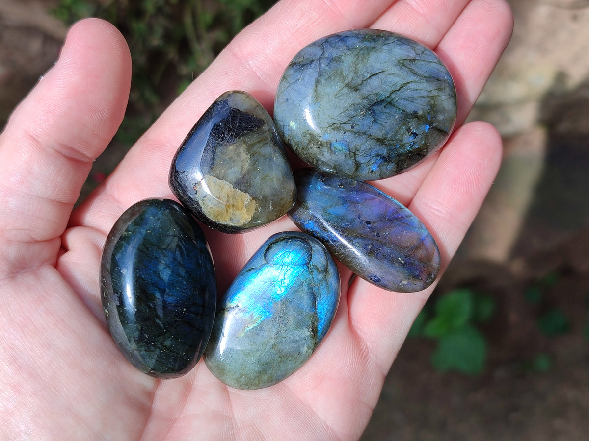 Polished Labradorite Palm Stones x 27 From Tulear, Madagascar - Toprock Gemstones and Minerals 