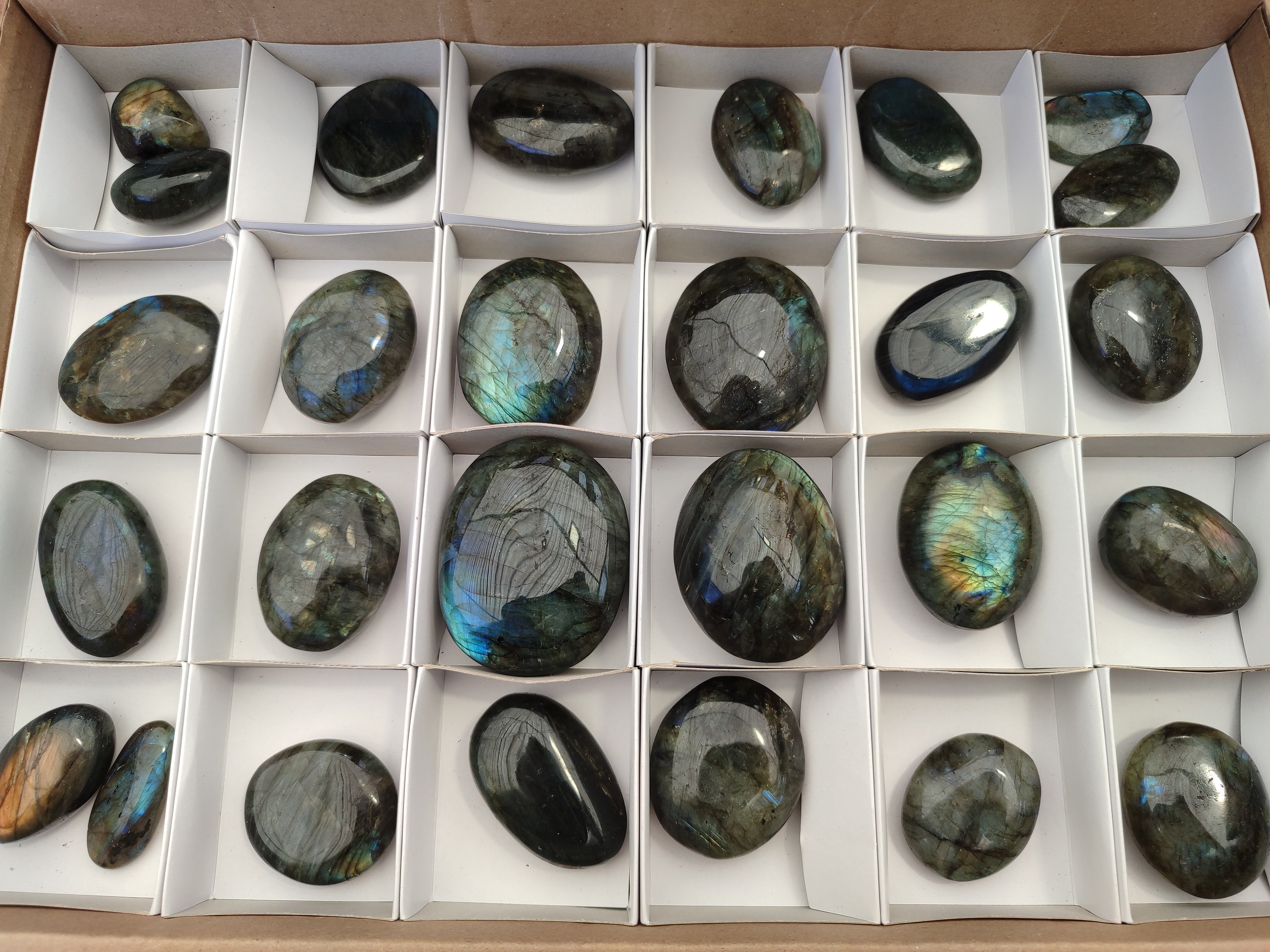 Polished Labradorite Palm Stones x 27 From Tulear, Madagascar - Toprock Gemstones and Minerals 