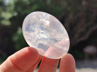 Polished Girasol Pearl Quartz Palm Stones x 24 From Ambatondrazaka, Madagascar - Toprock Gemstones and Minerals 