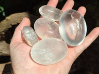 Polished Girasol Pearl Quartz Palm Stones x 24 From Ambatondrazaka, Madagascar - Toprock Gemstones and Minerals 