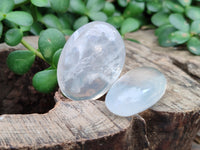 Polished Girasol Pearl Quartz Palm Stones x 24 From Ambatondrazaka, Madagascar - Toprock Gemstones and Minerals 
