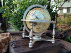 Hand Made Large Mother of Pearl Revolving World Globe with Metal Stand x 1 From China - Toprock Gemstones and Minerals 