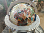 Hand Made Large Mother of Pearl Revolving World Globe with Metal Stand x 1 From China - Toprock Gemstones and Minerals 