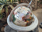Hand Made Large Mother of Pearl Revolving World Globe with Metal Stand x 1 From China - Toprock Gemstones and Minerals 