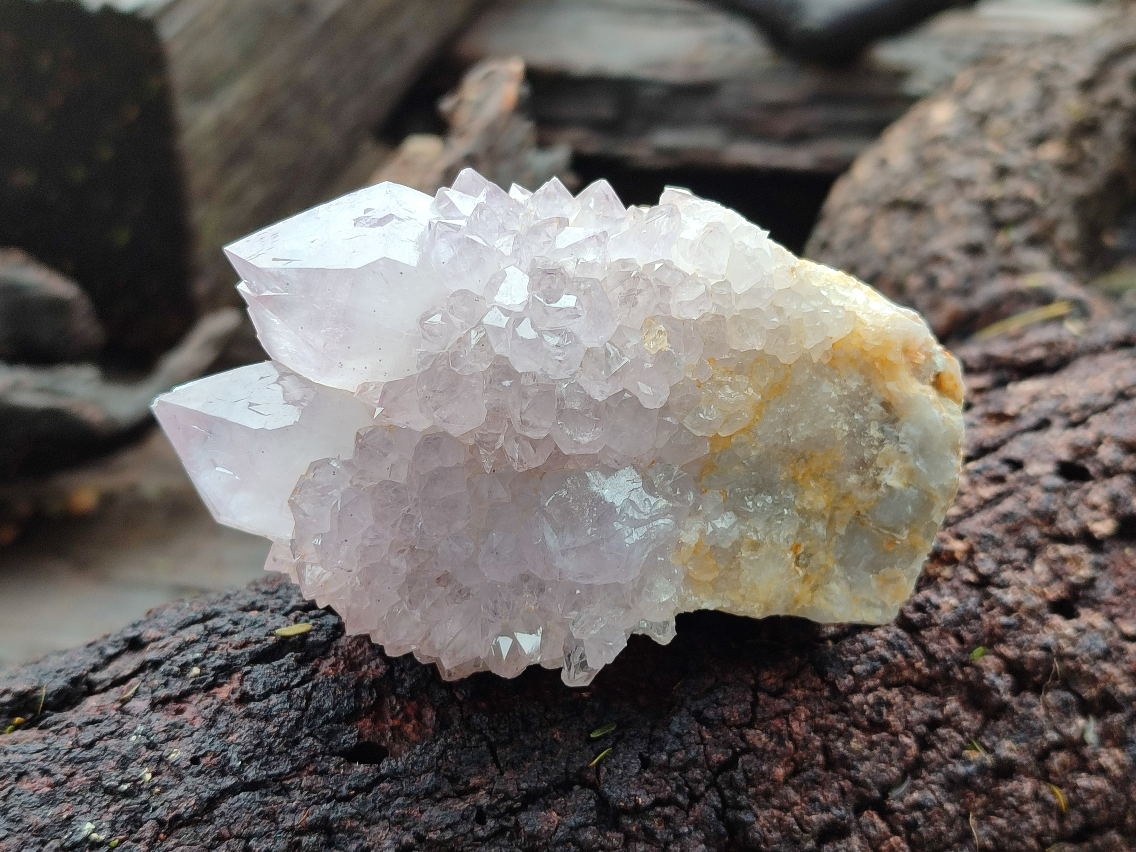 Natural Amethyst Spirit Quartz Clusters x 3 From South Africa - Toprock Gemstones and Minerals 