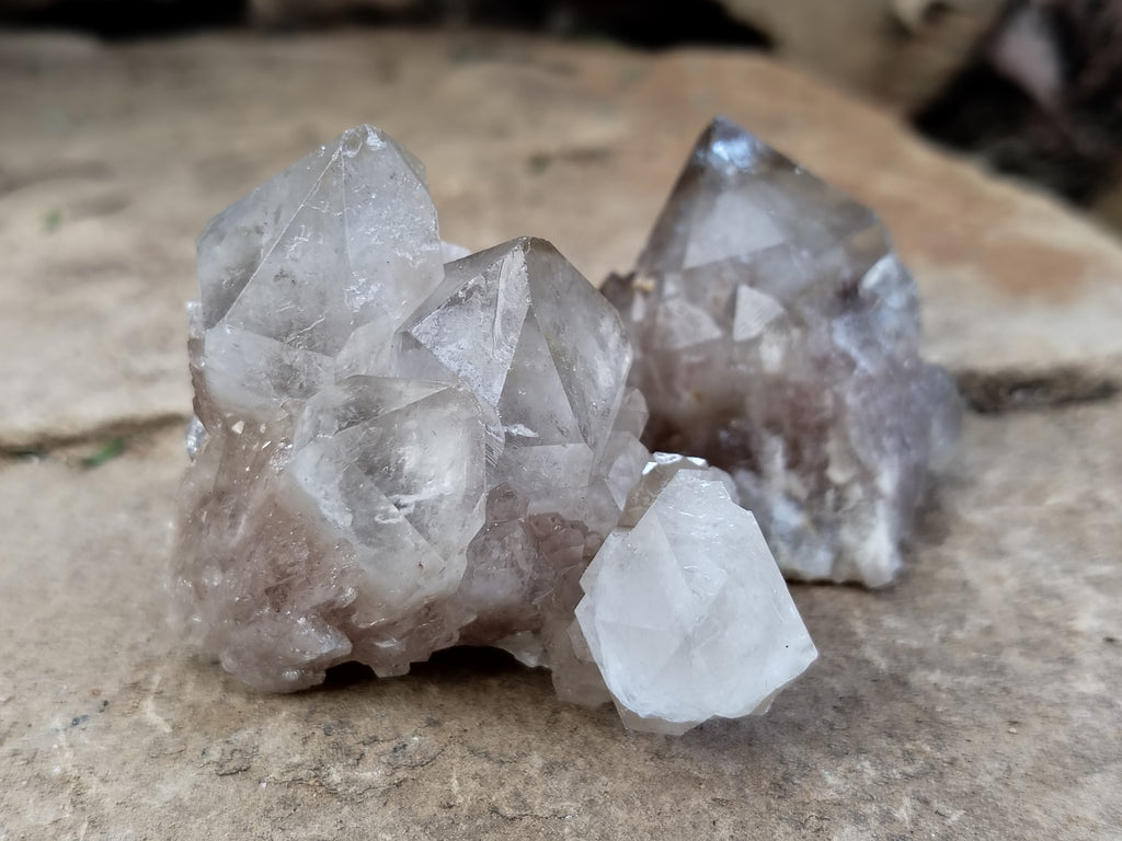 Natural Smokey Phantom Quartz Clusters x 35 From Luena, Congo - Toprock Gemstones and Minerals 
