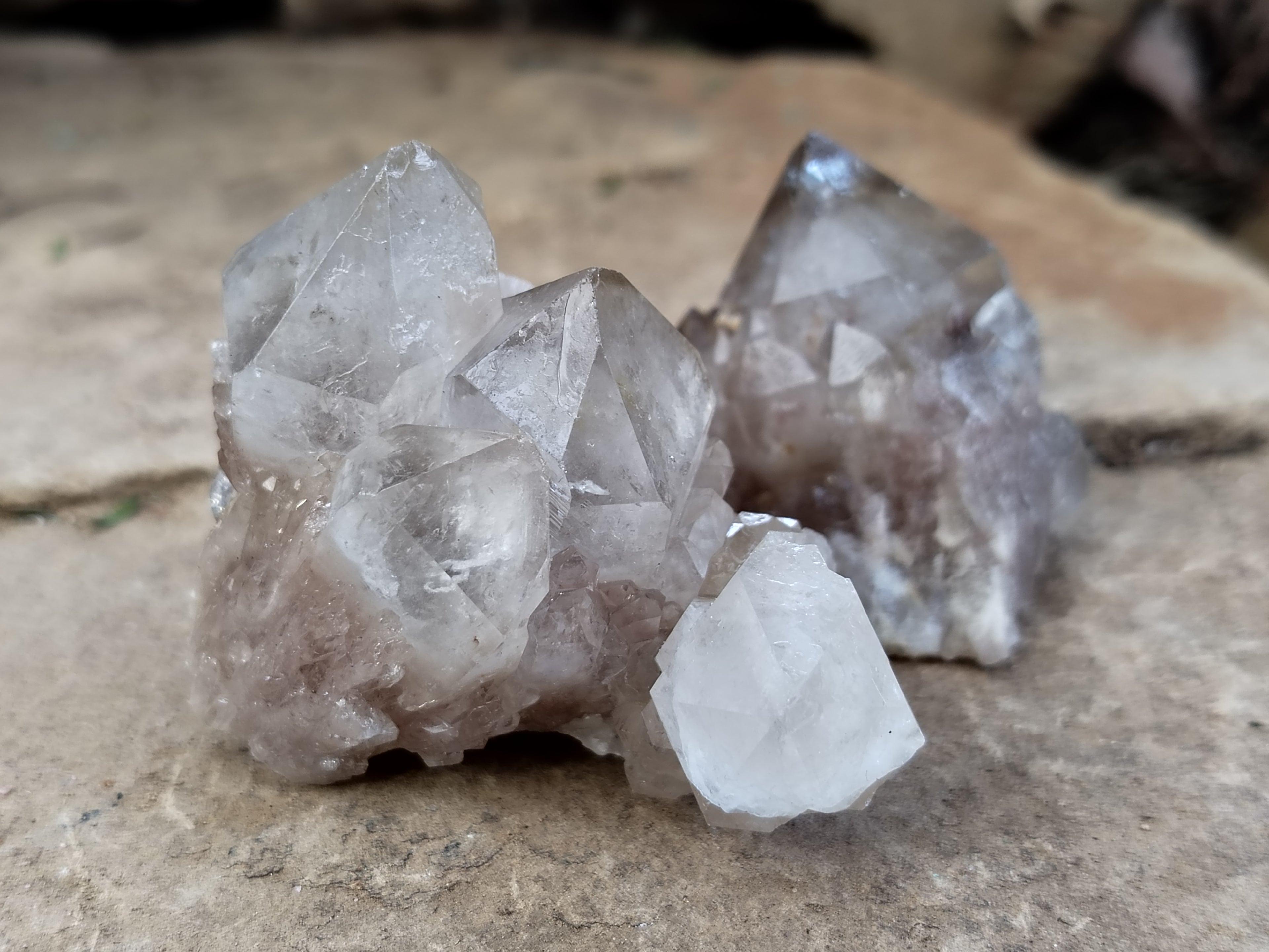 Natural Smokey Phantom Quartz Clusters x 35 From Luena, Congo - Toprock Gemstones and Minerals 