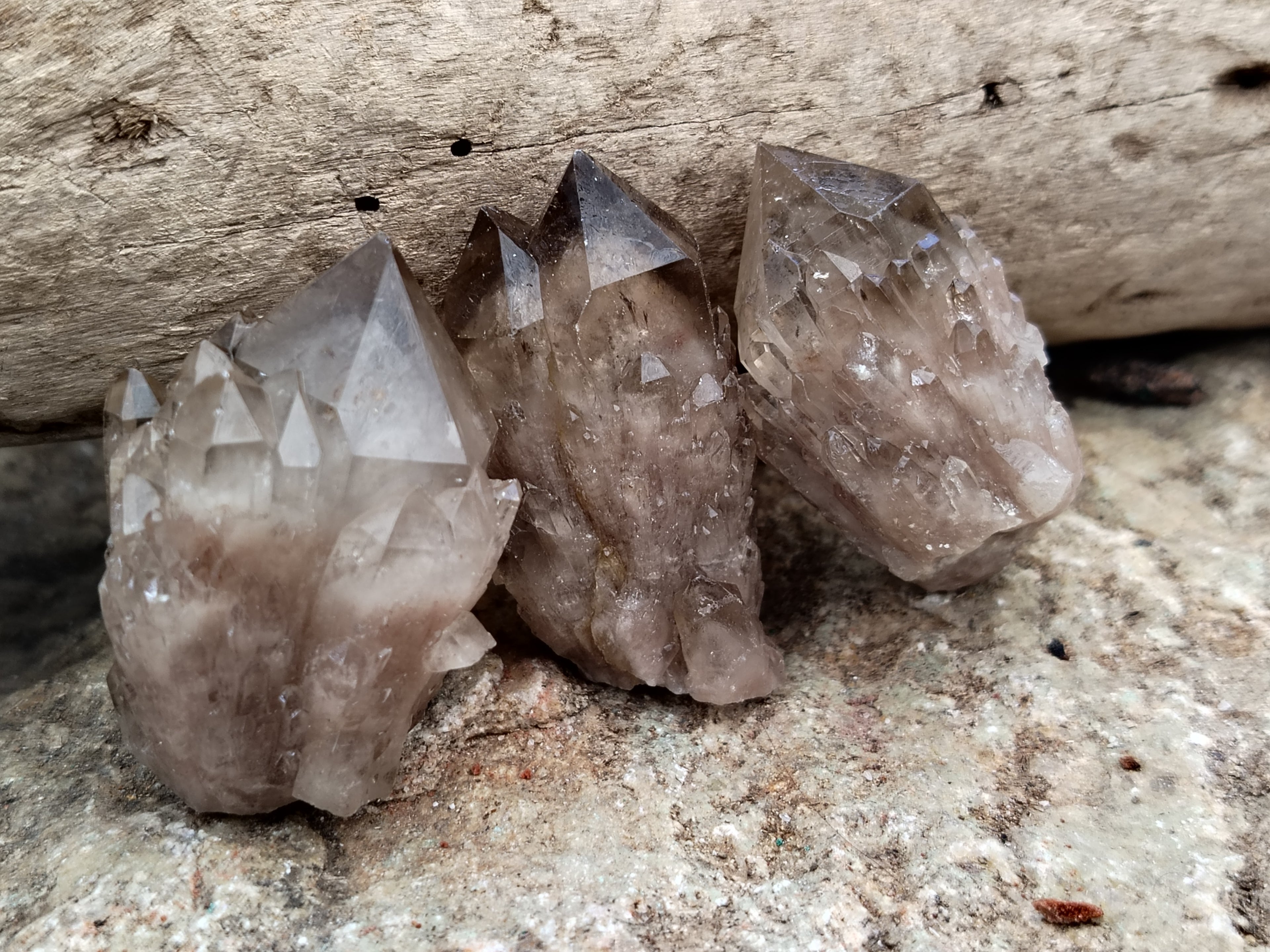 Natural Smokey Phantom Quartz Clusters x 35 From Luena, Congo - Toprock Gemstones and Minerals 