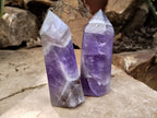Polished Chevron Amethyst Points x 6 From Ankazobe, Madagascar - Toprock Gemstones and Minerals 