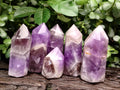 Polished Chevron Amethyst Points x 6 From Ankazobe, Madagascar - Toprock Gemstones and Minerals 