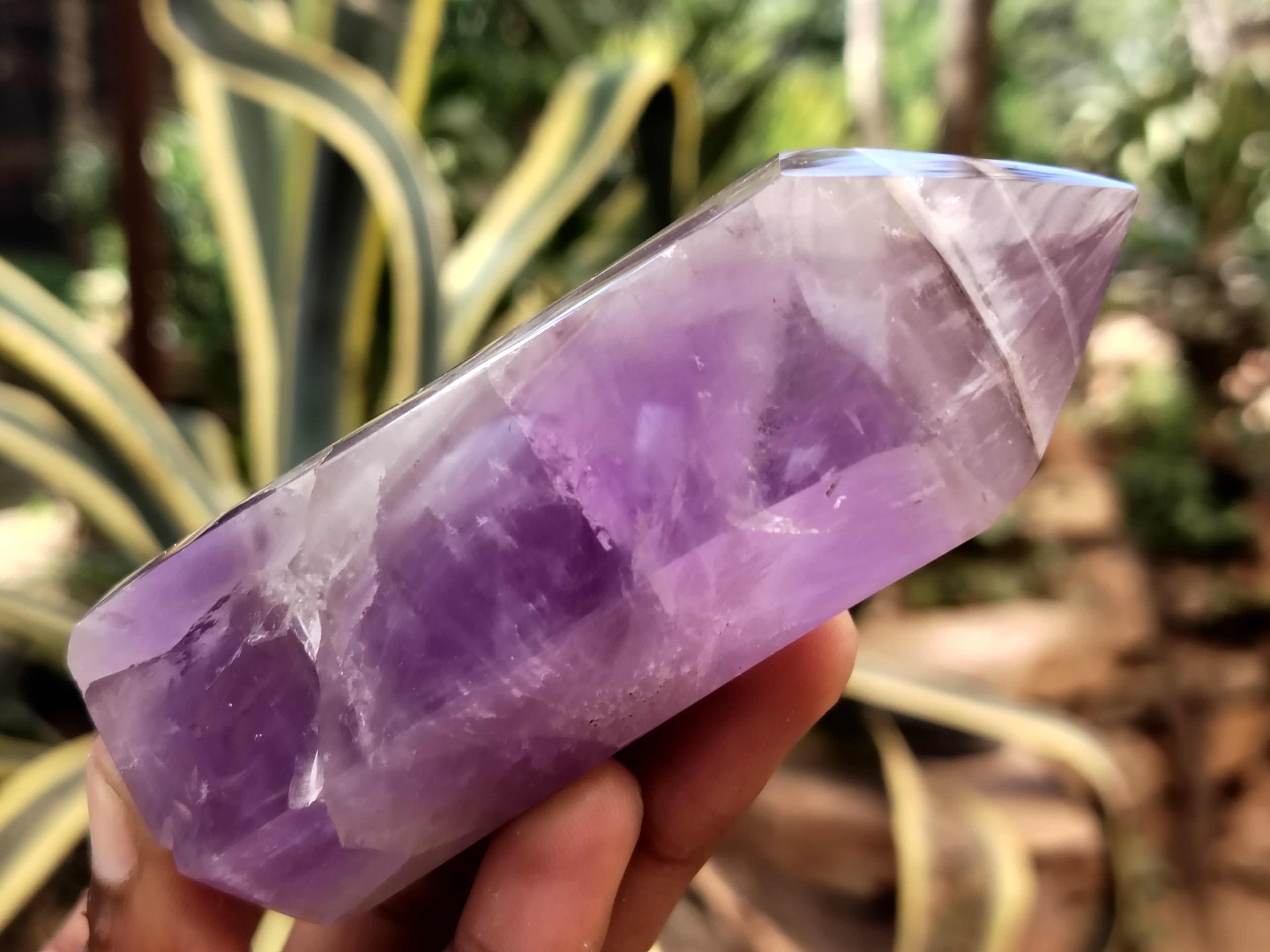 Polished Chevron Amethyst Points x 6 From Ankazobe, Madagascar - Toprock Gemstones and Minerals 