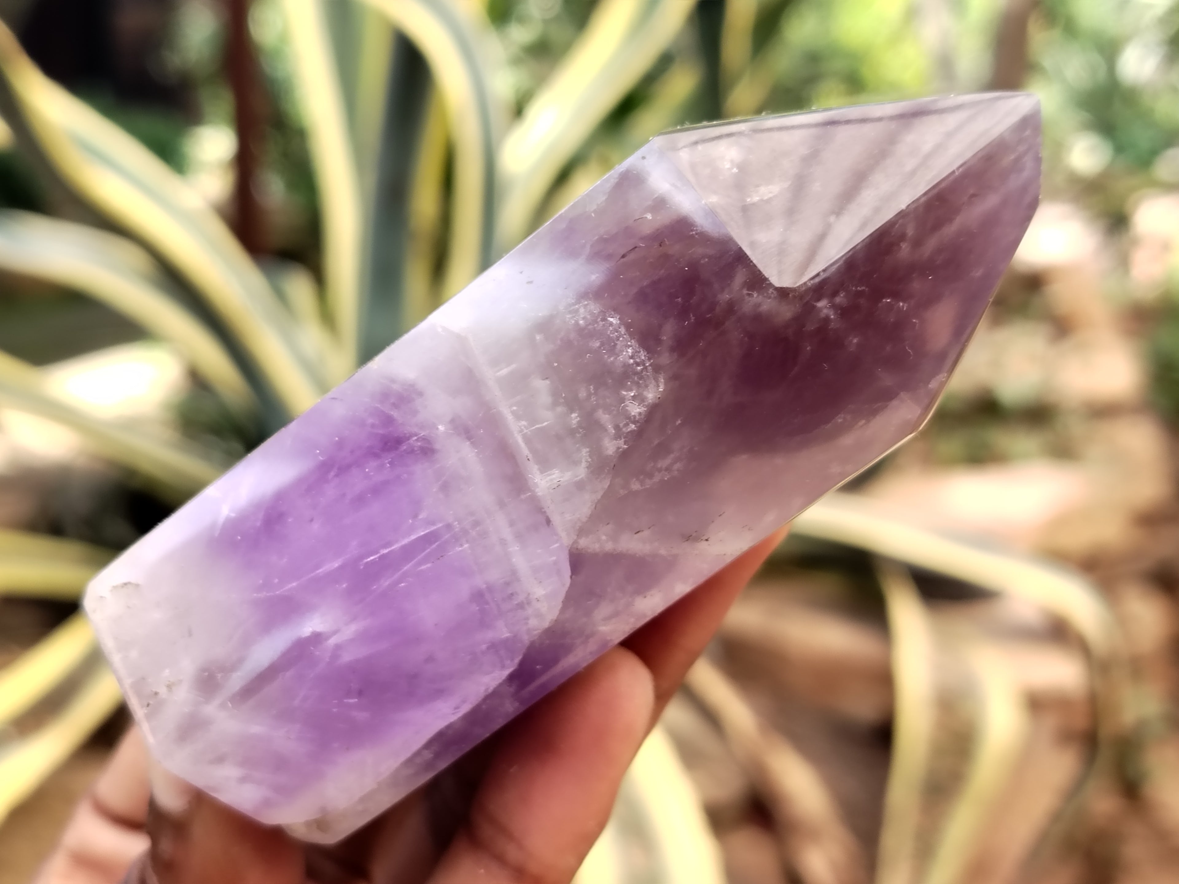 Polished Chevron Amethyst Points x 6 From Ankazobe, Madagascar - Toprock Gemstones and Minerals 