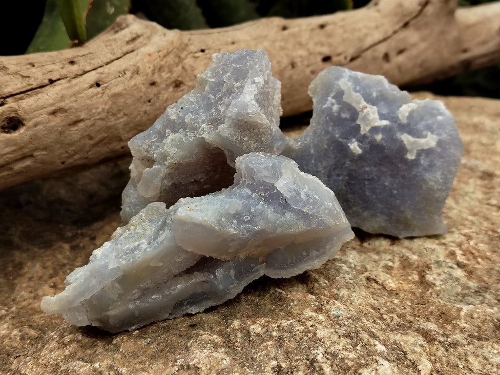 Natural Etched Blue Chalcedony Specimens x 12 From Nsanje, Malawi - Toprock Gemstones and Minerals 