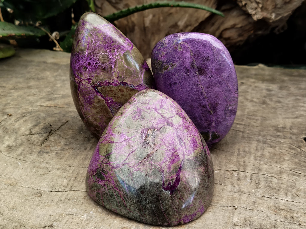 Polished Stichtite Standing Free Forms x 3 From Barberton, South Africa - Toprock Gemstones and Minerals 