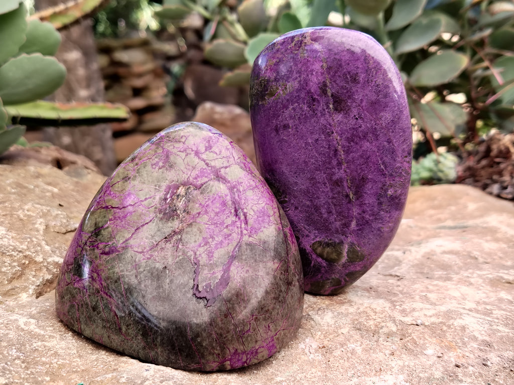 Polished Stichtite Standing Free Forms x 3 From Barberton, South Africa - Toprock Gemstones and Minerals 