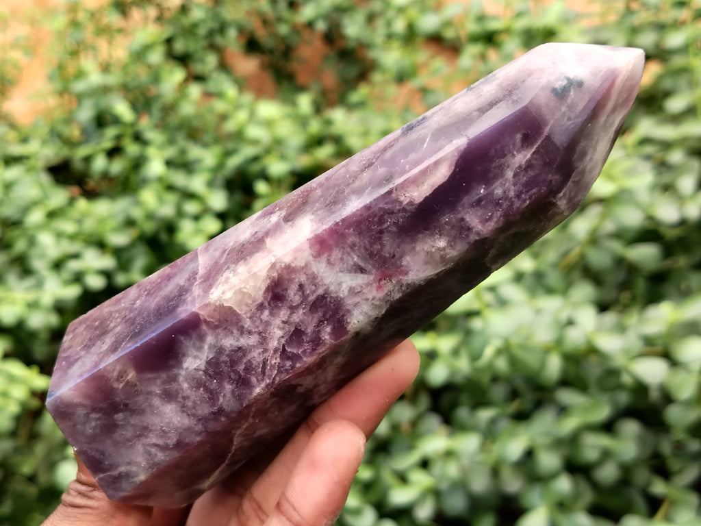 Polished Lepidolite with Pink Rubellite Points x 4 From Ambatondrazaka, Madagascar - Toprock Gemstones and Minerals 