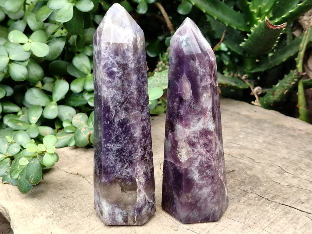 Polished Lepidolite with Pink Rubellite Points x 4 From Ambatondrazaka, Madagascar - Toprock Gemstones and Minerals 