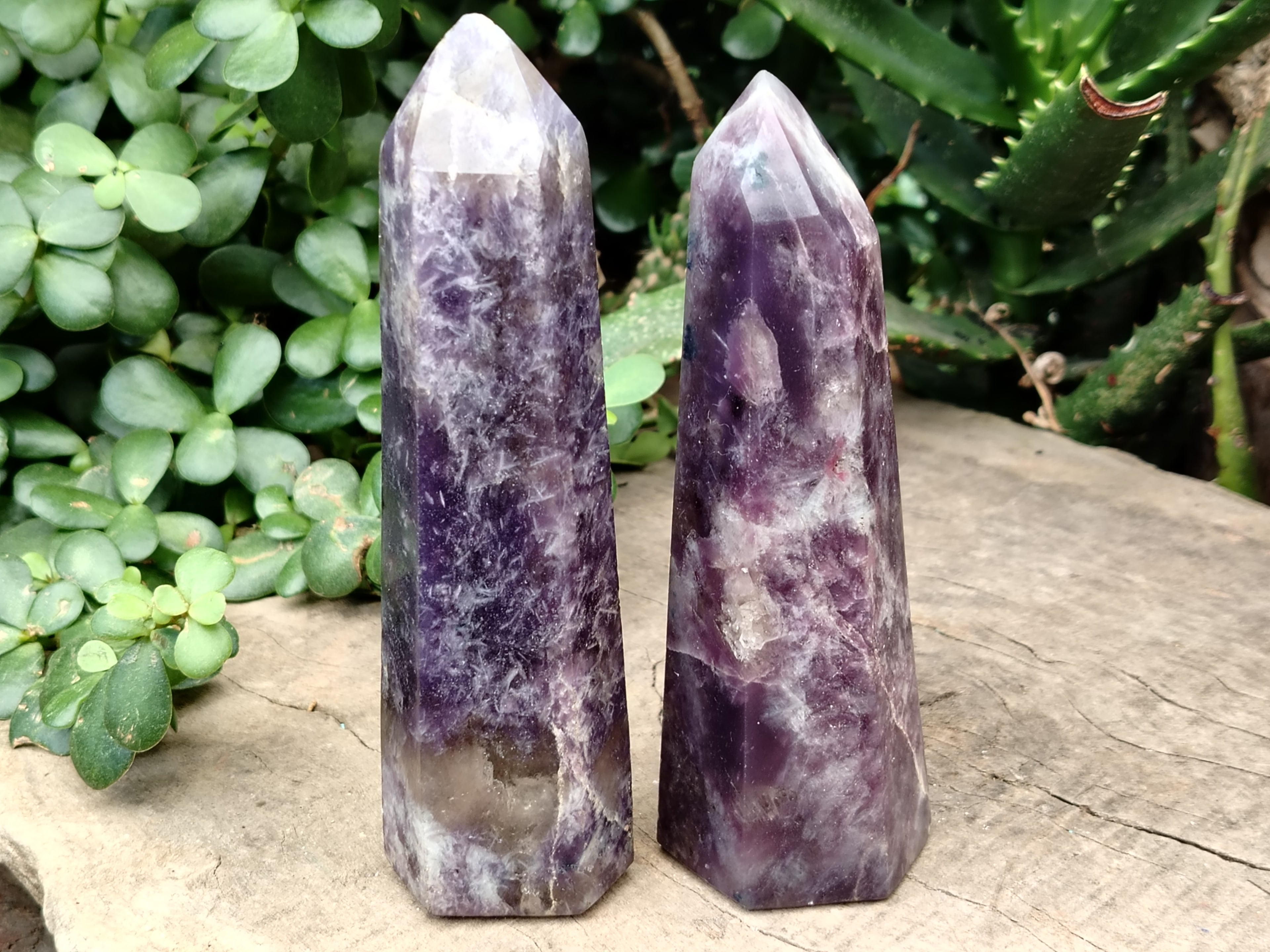 Polished Lepidolite with Pink Rubellite Points x 4 From Ambatondrazaka, Madagascar - Toprock Gemstones and Minerals 