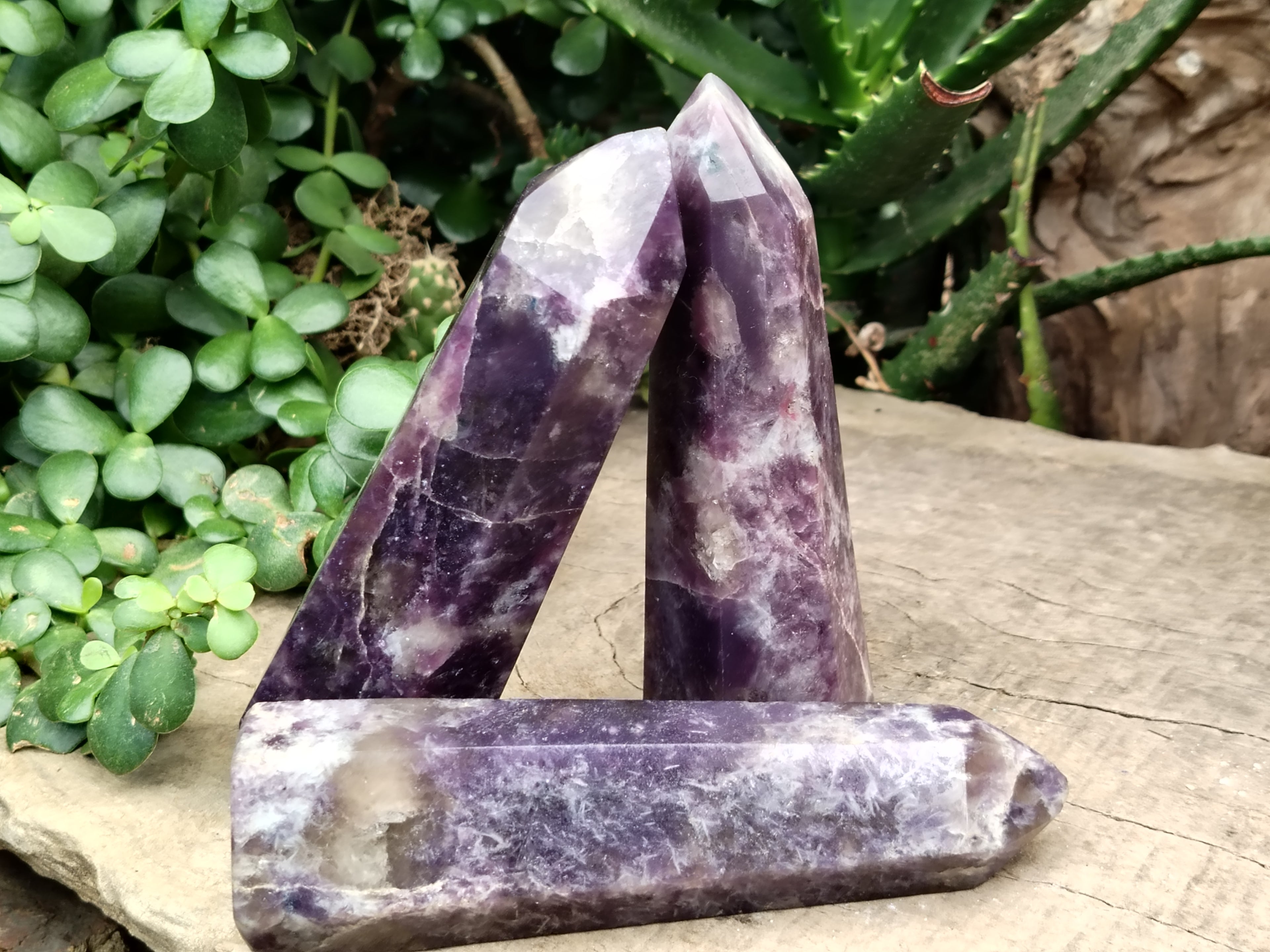 Polished Lepidolite with Pink Rubellite Points x 4 From Ambatondrazaka, Madagascar - Toprock Gemstones and Minerals 