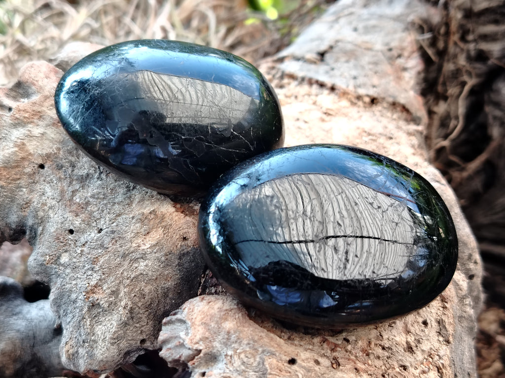 Polished Black Tourmaline Standing Free Form x 19 From Madagascar - Toprock Gemstones and Minerals 