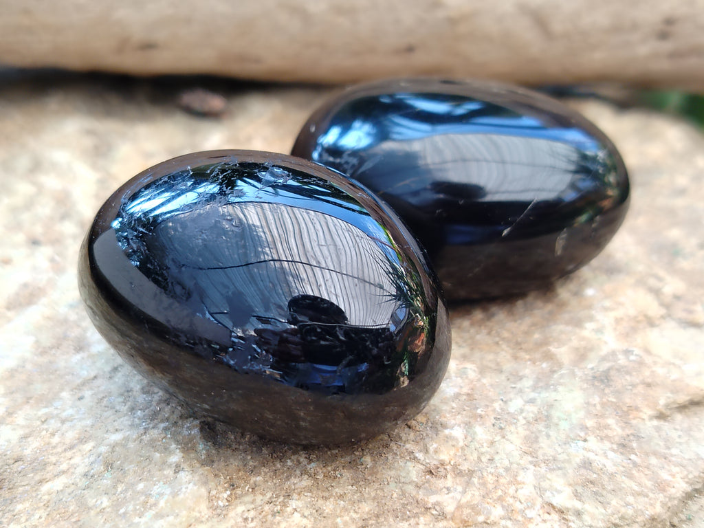 Polished Black Tourmaline Standing Free Form x 19 From Madagascar - Toprock Gemstones and Minerals 