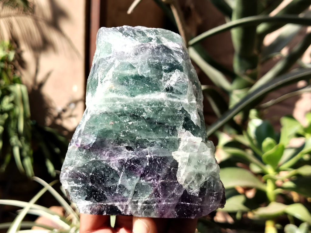Polished On One Side Watermelon Fluorite Specimens x 3 From Uis, Namibia - Toprock Gemstones and Minerals 