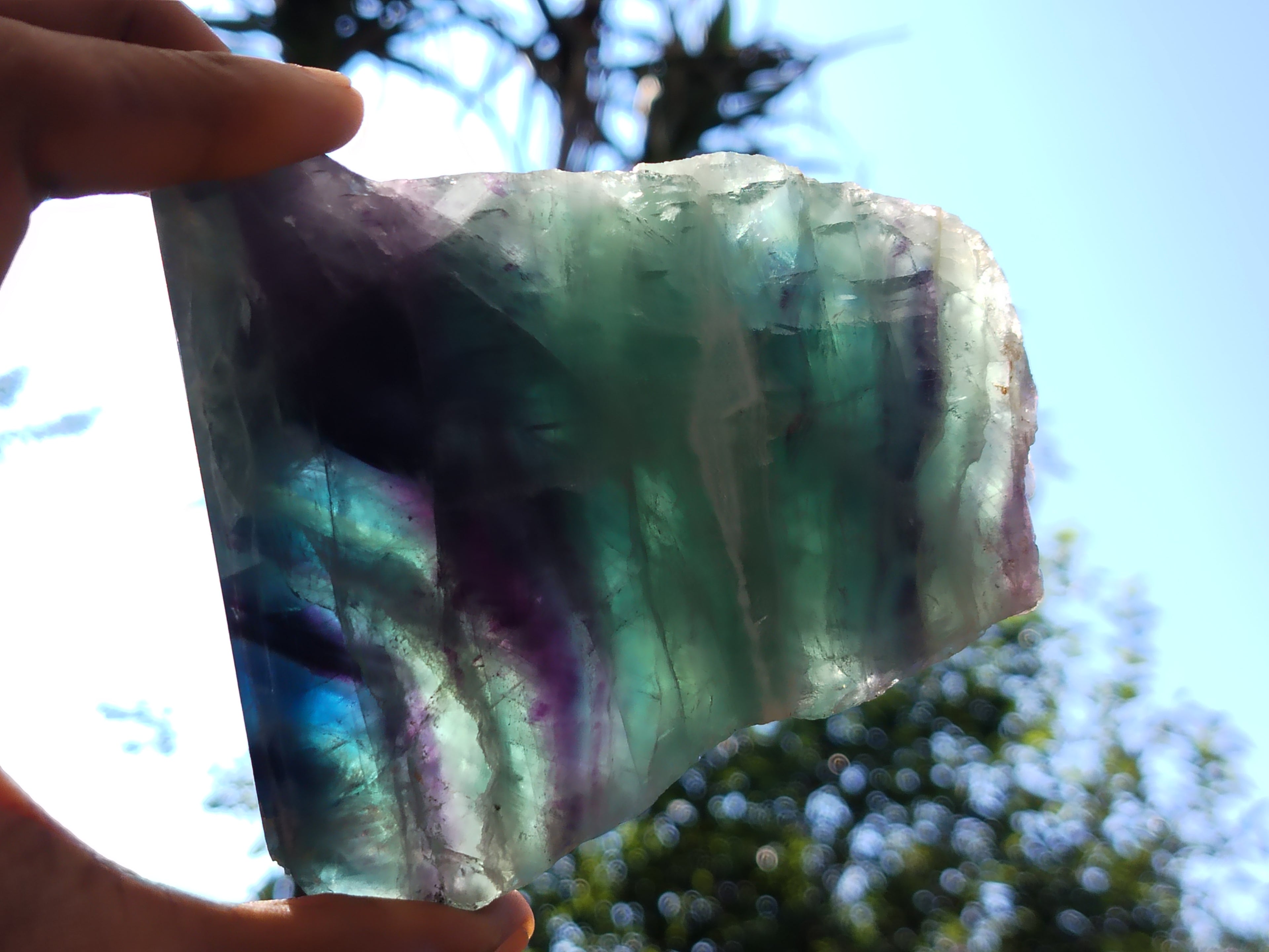 Polished On One Side Watermelon Fluorite Specimens x 3 From Uis, Namibia - Toprock Gemstones and Minerals 