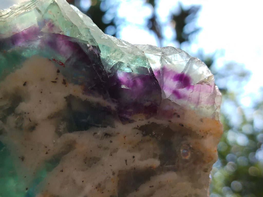 Polished On One Side Watermelon Fluorite Specimens x 3 From Uis, Namibia - Toprock Gemstones and Minerals 