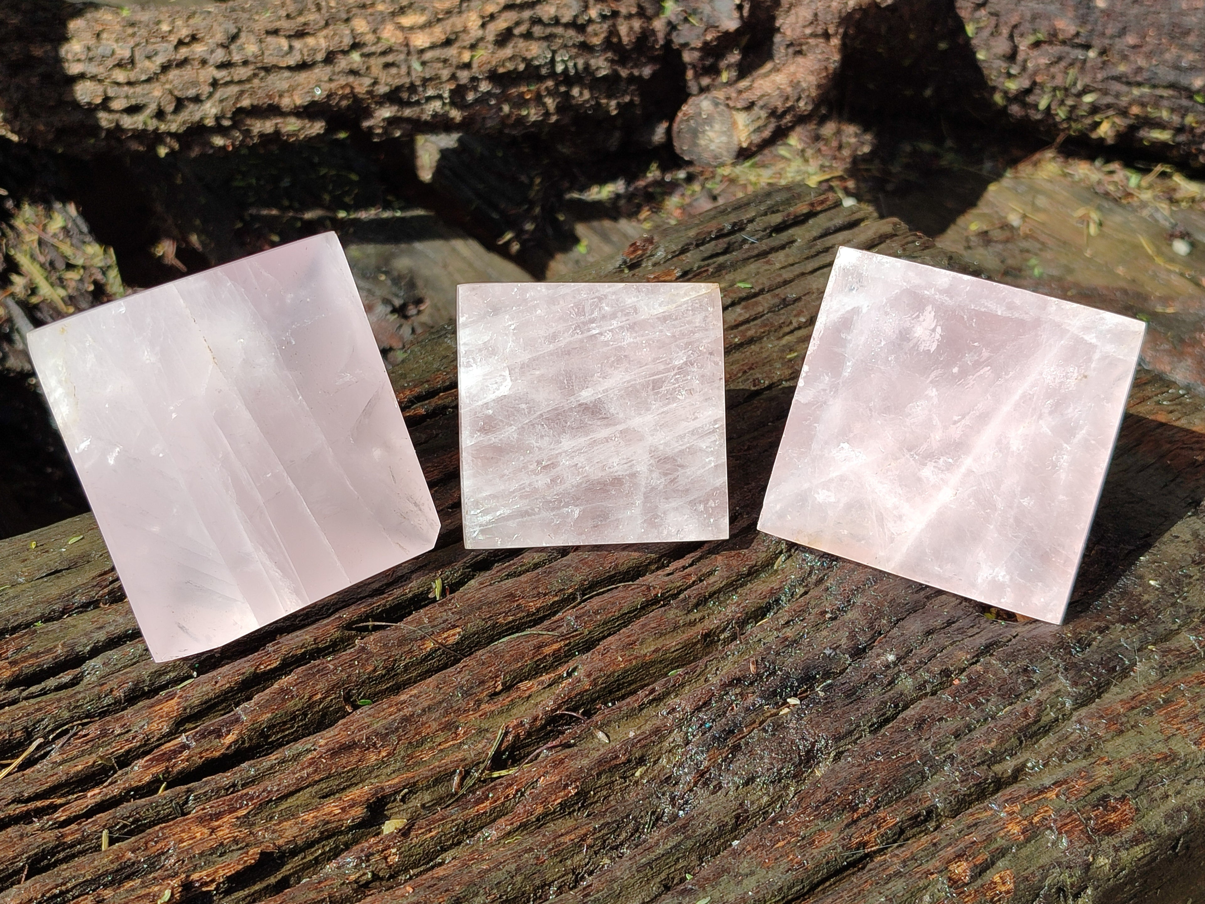 Polished Rose Quartz Pyramids x 4 From Madagascar - Toprock Gemstones and Minerals 
