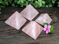 Polished Rose Quartz Pyramids x 4 From Madagascar - Toprock Gemstones and Minerals 