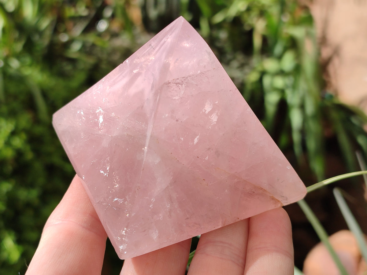 Polished Rose Quartz Pyramids x 4 From Madagascar - Toprock Gemstones and Minerals 