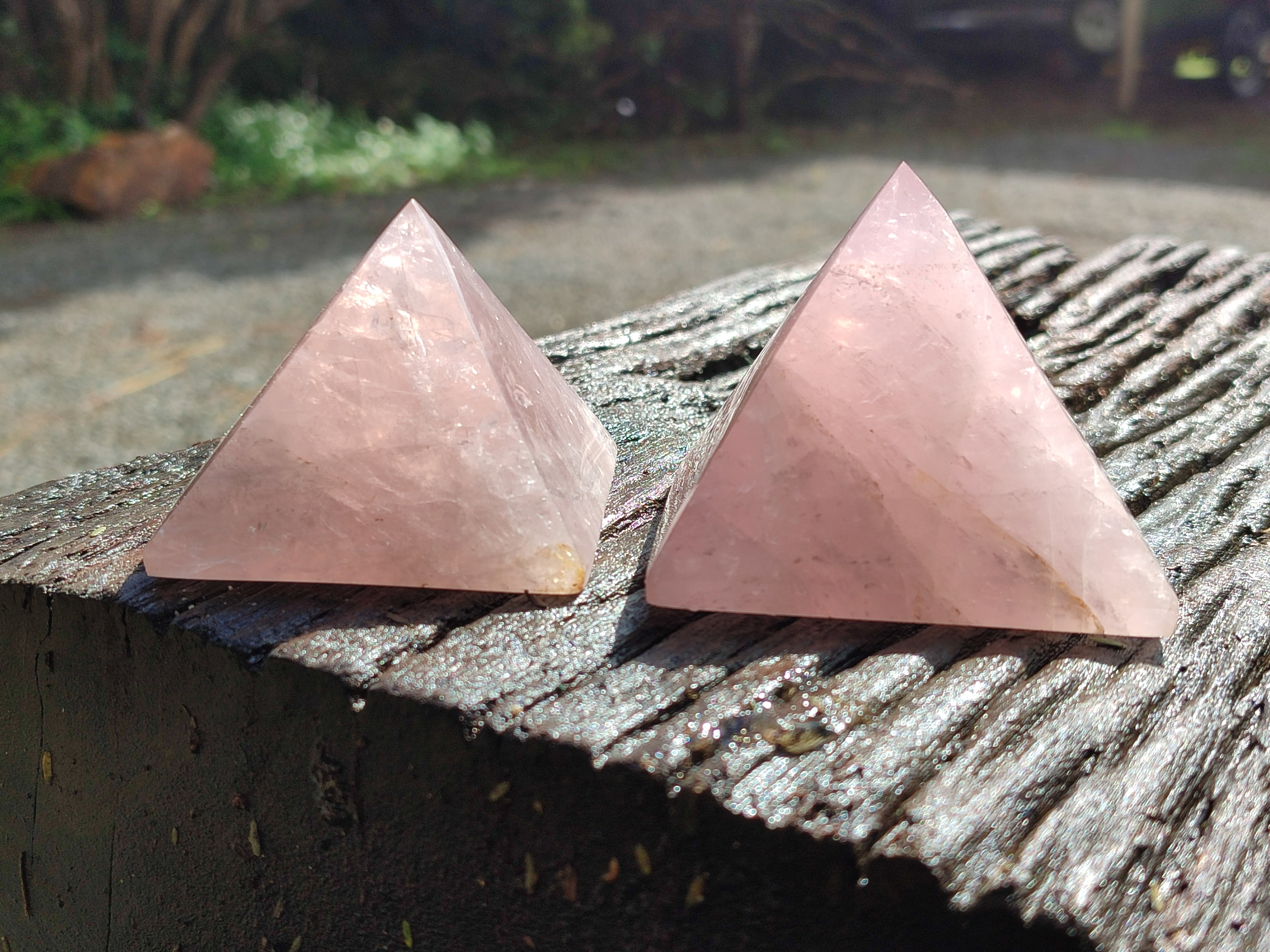 Polished Rose Quartz Pyramids x 4 From Madagascar - Toprock Gemstones and Minerals 