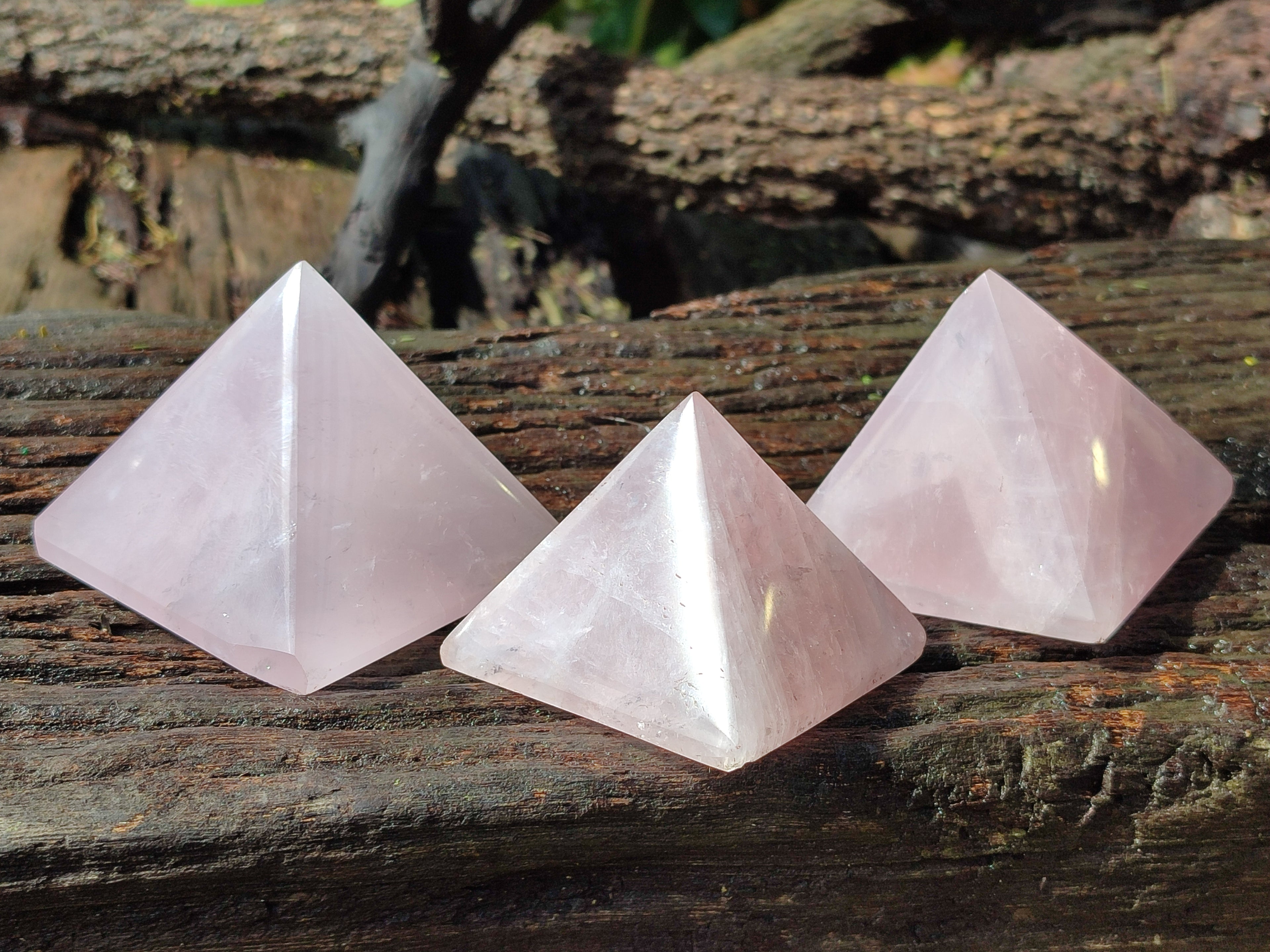 Polished Rose Quartz Pyramids x 4 From Madagascar - Toprock Gemstones and Minerals 