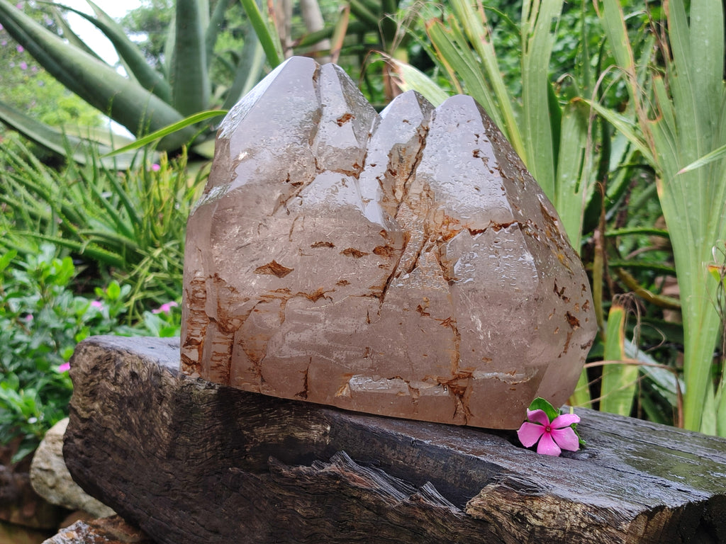 Polished Smokey Cascading Multi Terminated Window Quartz Crystal x 1 From Madagascar - Toprock Gemstones and Minerals 
