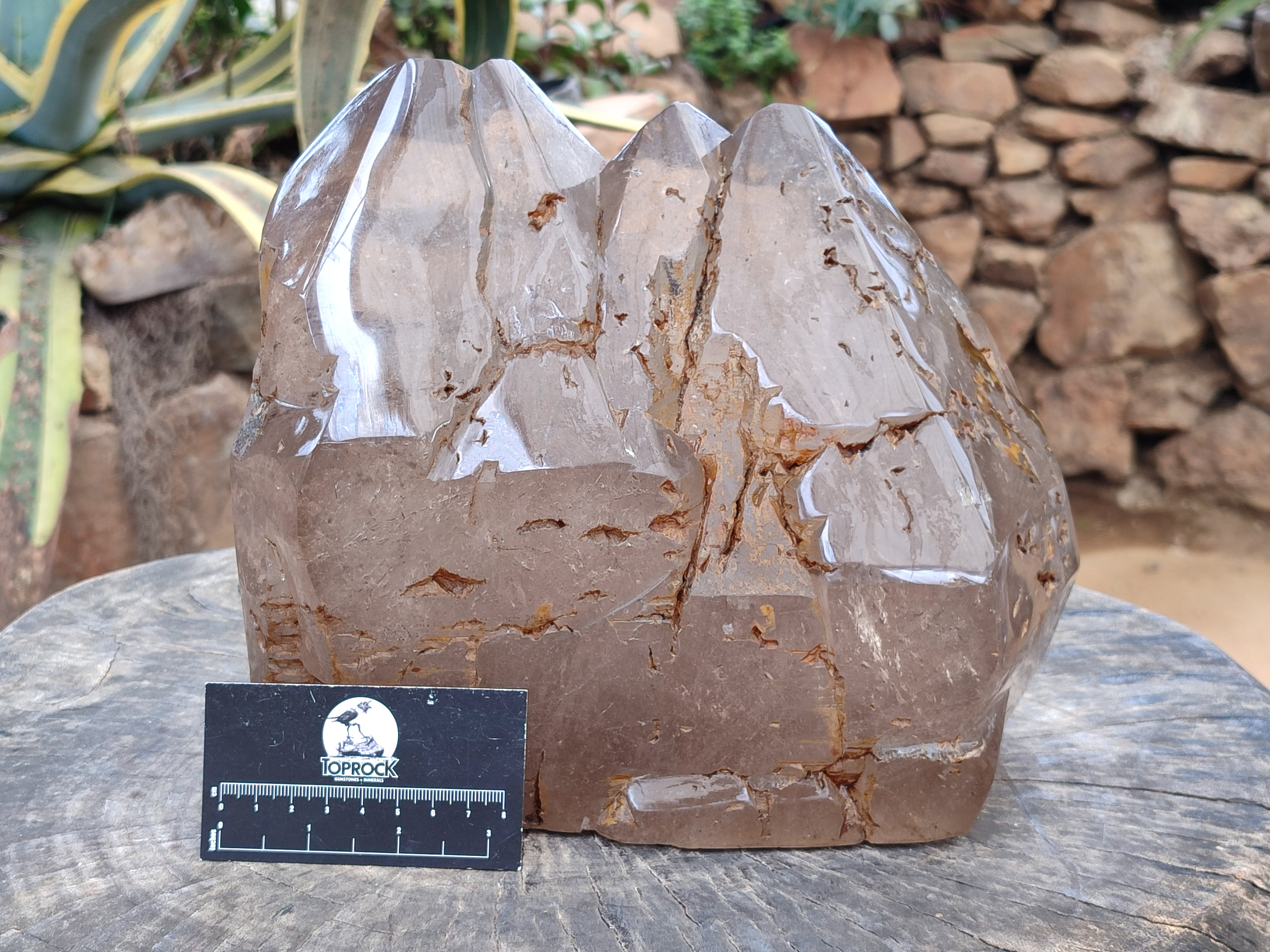 Polished Smokey Cascading Multi Terminated Window Quartz Crystal x 1 From Madagascar - Toprock Gemstones and Minerals 