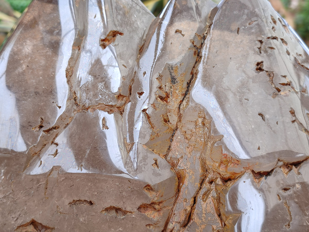 Polished Smokey Cascading Multi Terminated Window Quartz Crystal x 1 From Madagascar - Toprock Gemstones and Minerals 