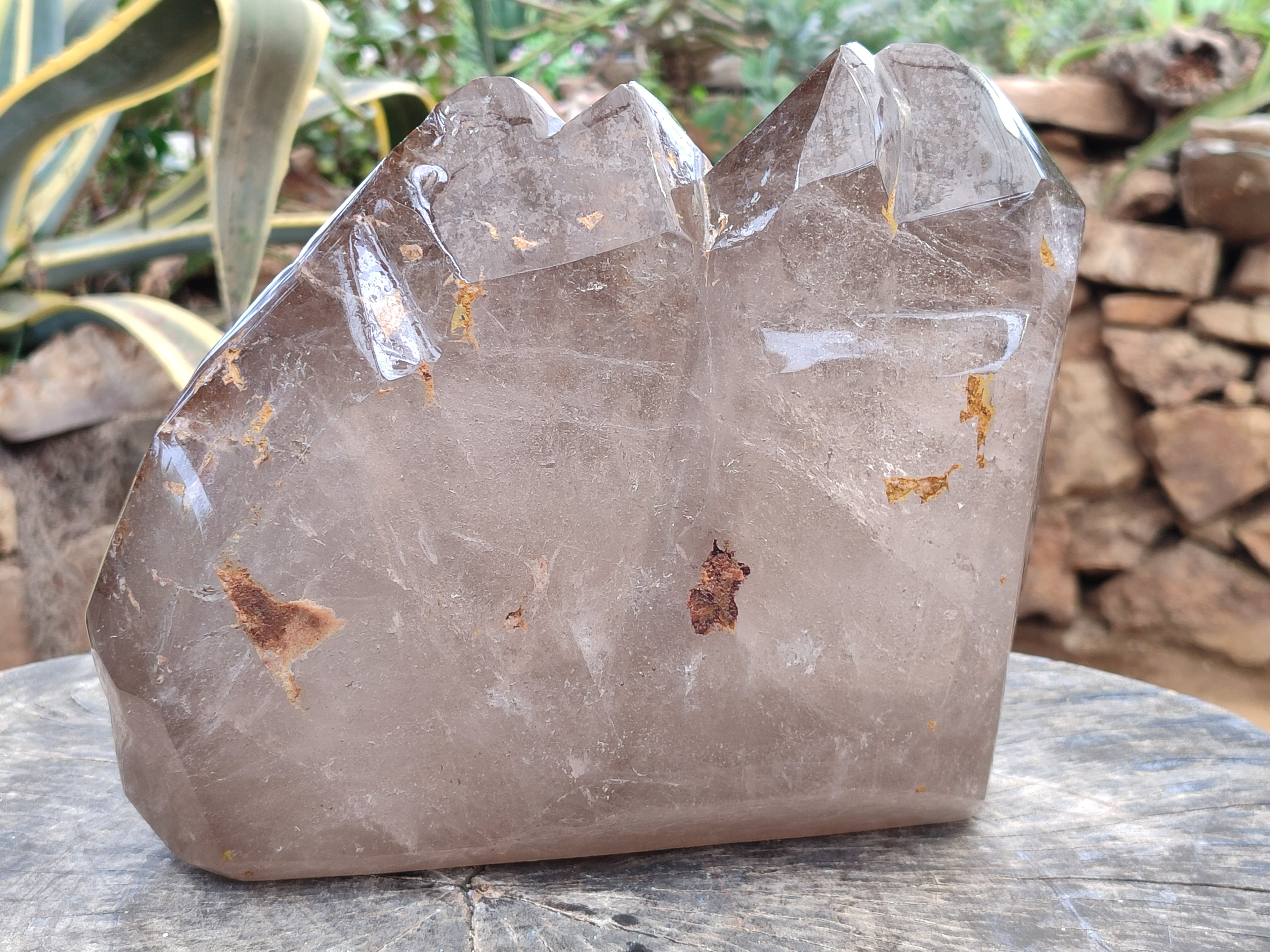 Polished Smokey Cascading Multi Terminated Window Quartz Crystal x 1 From Madagascar - Toprock Gemstones and Minerals 