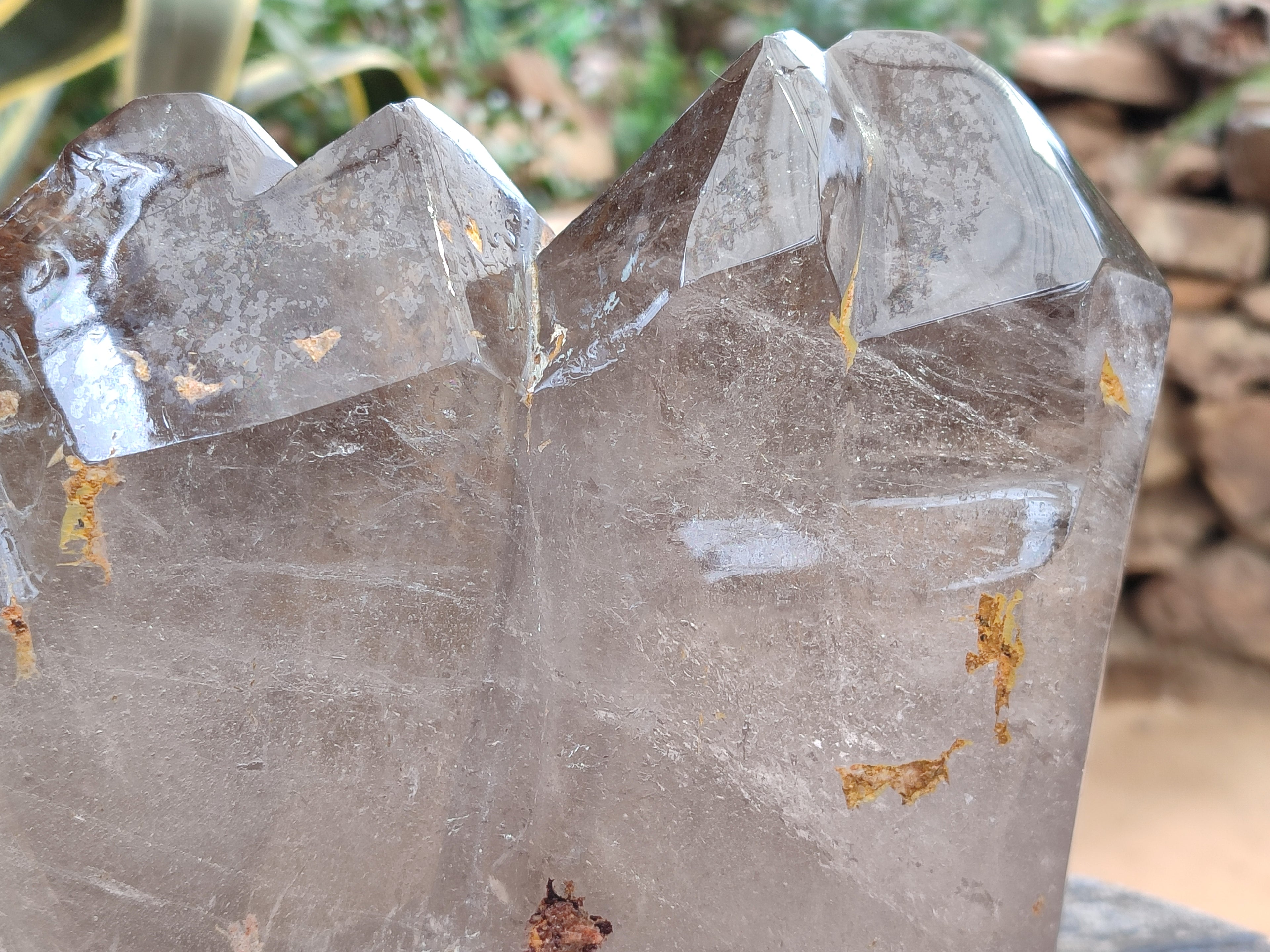 Polished Smokey Cascading Multi Terminated Window Quartz Crystal x 1 From Madagascar - Toprock Gemstones and Minerals 