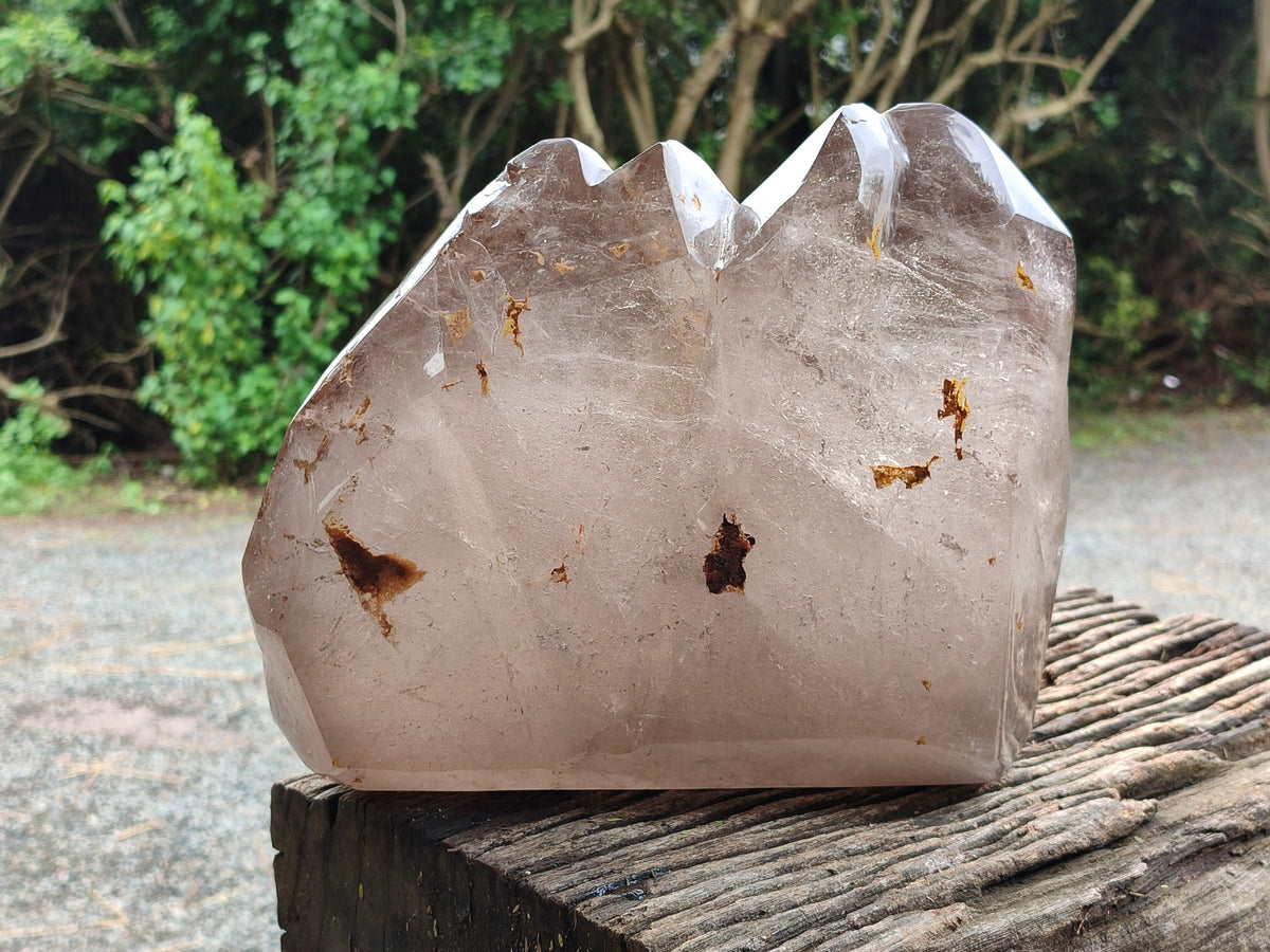 Polished Smokey Cascading Multi Terminated Window Quartz Crystal x 1 From Madagascar - Toprock Gemstones and Minerals 