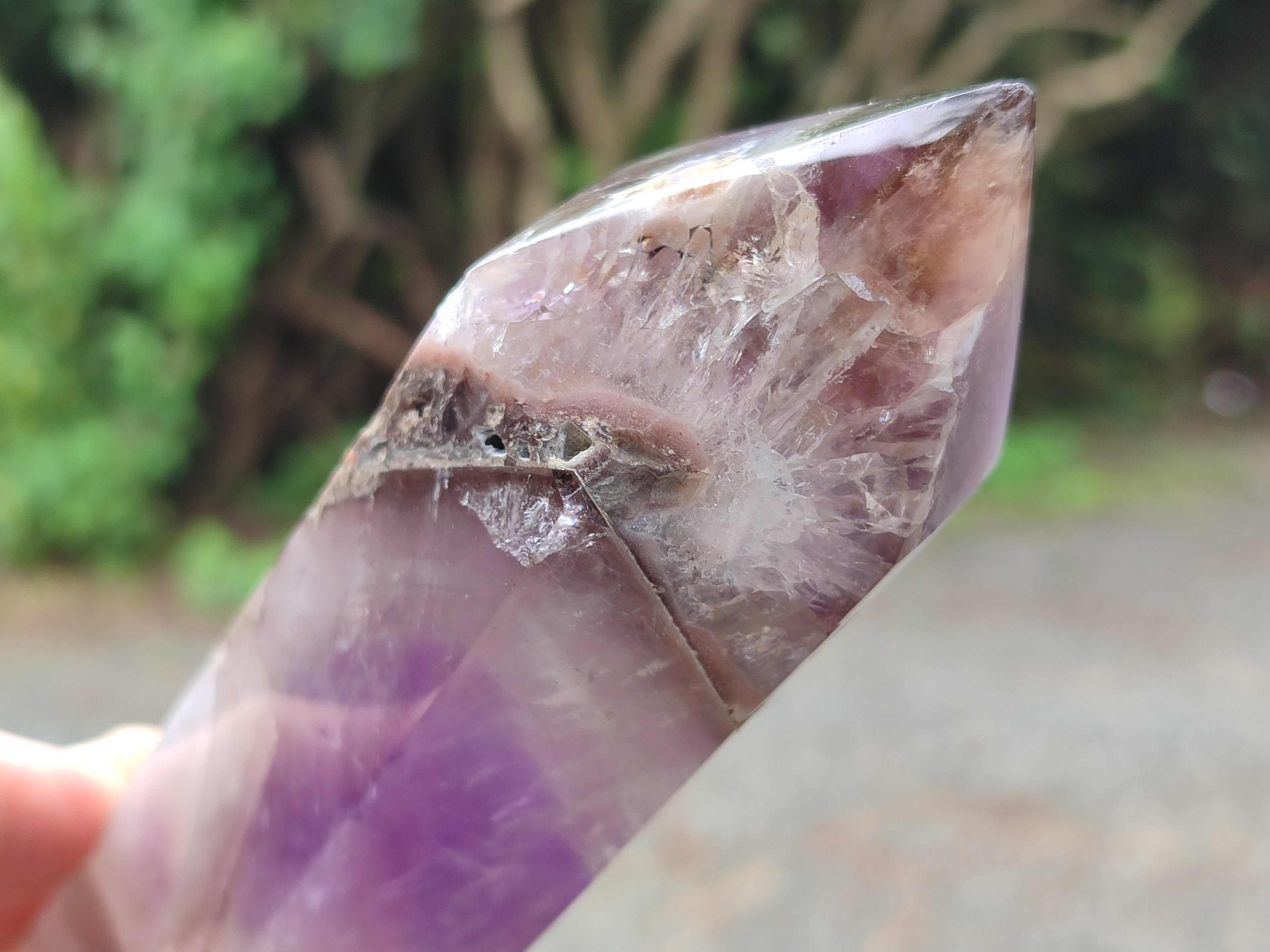 Polished Chevron Amethyst Points x 2 From Ankazobe, Madagascar - Toprock Gemstones and Minerals 