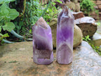 Polished Chevron Amethyst Points x 2 From Ankazobe, Madagascar - Toprock Gemstones and Minerals 